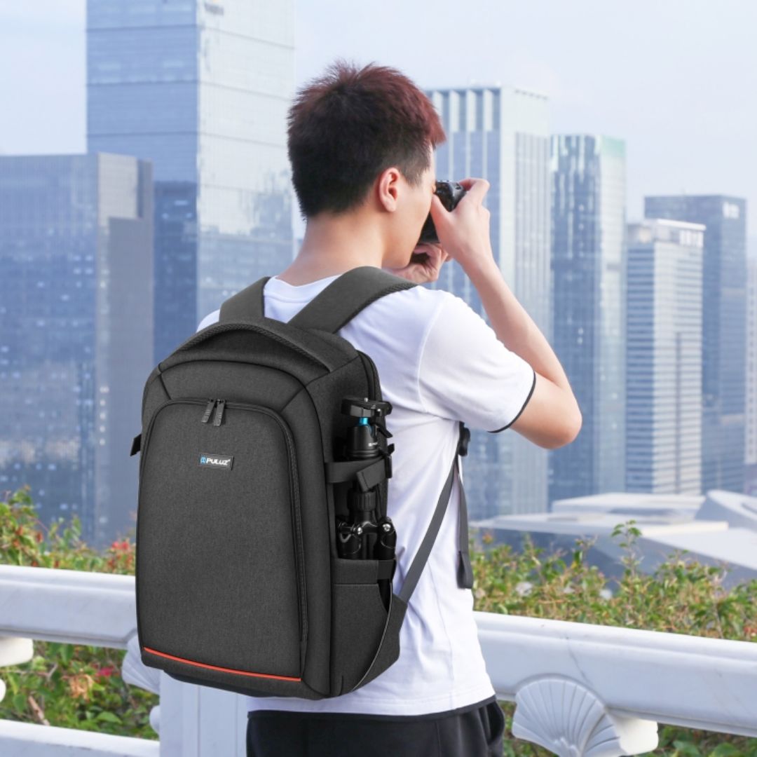 Puluz Outdoor Portable Waterproof Scratch-Proof Dual Shoulders Backpack Handheld PTZ Stabilizer Camera Bag with Rain Cover for Digital Camera, DJI Ronin-SC / Ronin-S (Black) PU5015B