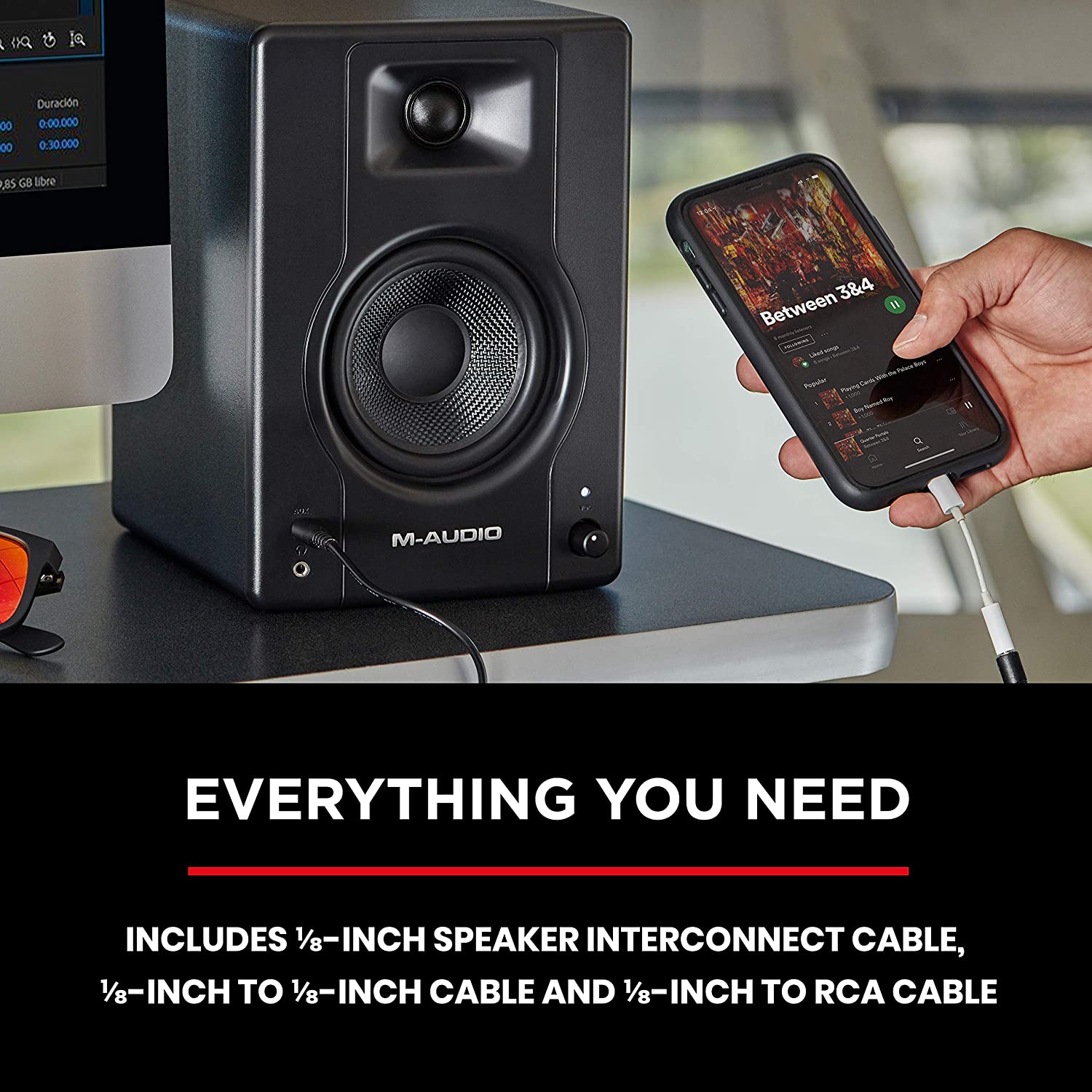 M-Audio BX3 - 120-Watt Powered Desktop Computer Speakers / Studio Monitors for Gaming, Music Production, Live Streaming and Podcasting (Pair)