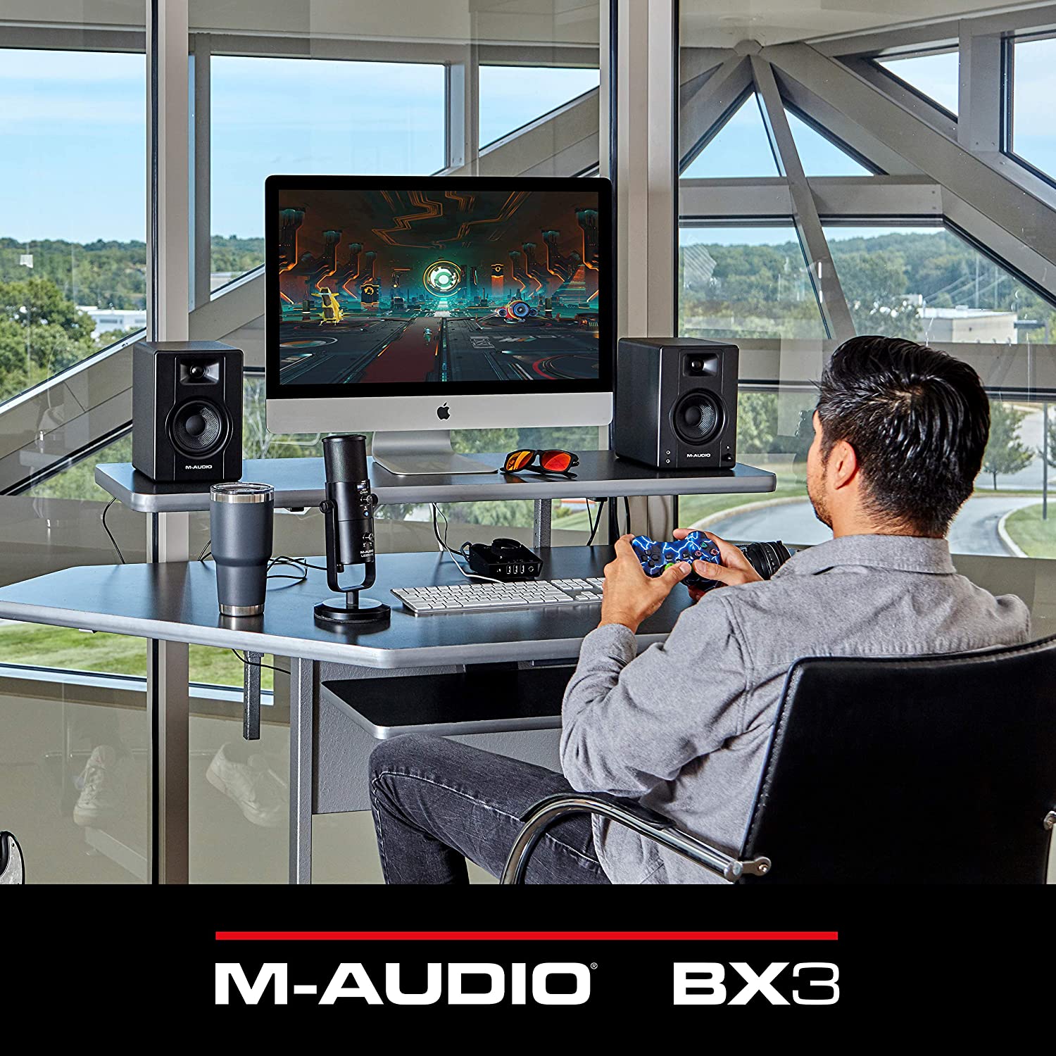 M-Audio BX3 - 120-Watt Powered Desktop Computer Speakers / Studio Monitors for Gaming, Music Production, Live Streaming and Podcasting (Pair)