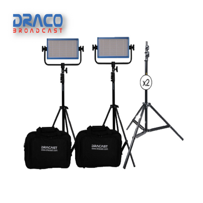 Dracast LED500 Plus Series Bi-Color 2 Light Kit with V-Mount and Gold Mount Battery Plates and Light Stands