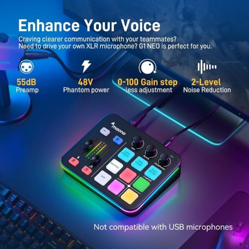 MAONO Caster G1 NEO Audio Mixer/Interface for Game Streamers