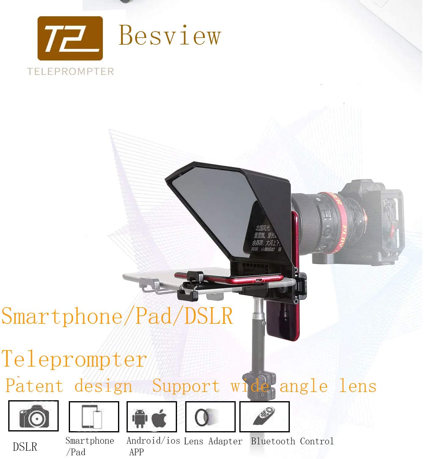 Desview T2 Teleprompter for Smartphone and Pad