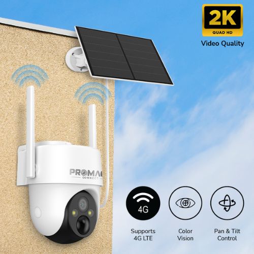 PROMAGE Connect Cell 2T Solar Powered 2K PTZ 4G Camera