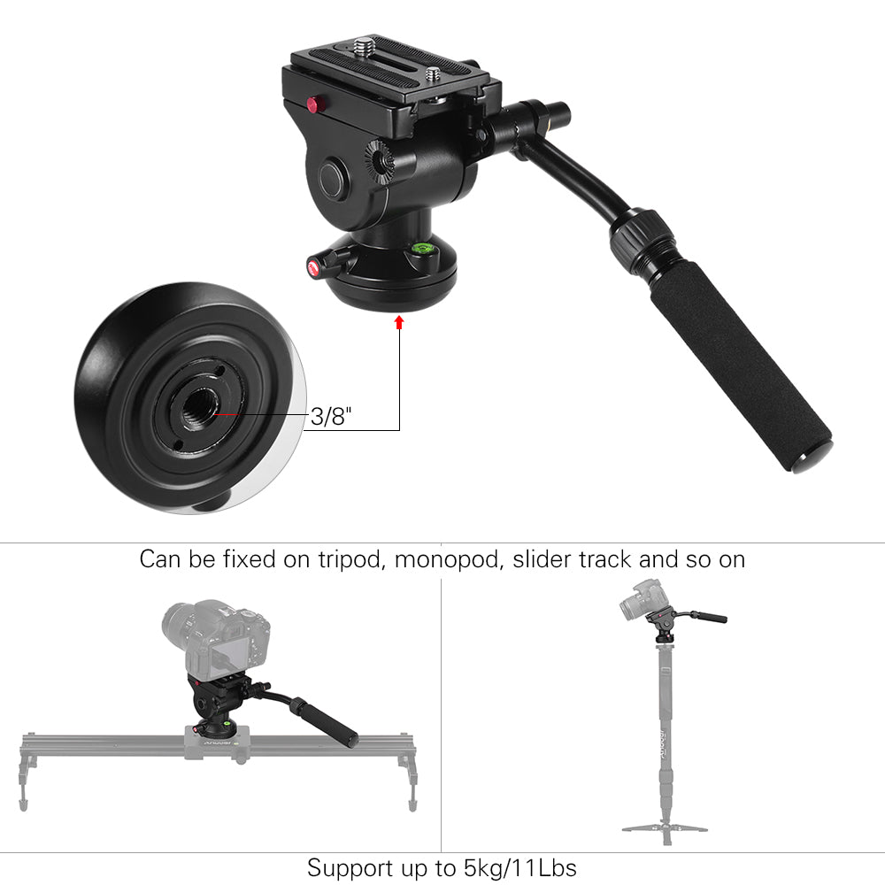 Promage DS008H Video Camera Tripod Action Fluid Drag Pan Head Hydraulic Panoramic Photographic Head