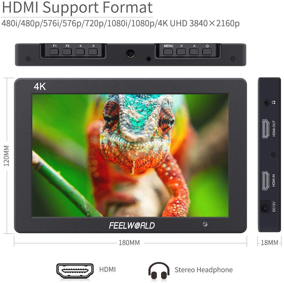 FEELWORLD T7 7"" DSLR On Camera Field Monitor Video Assist Full HD 1920x1200 4K HDMI Input Output