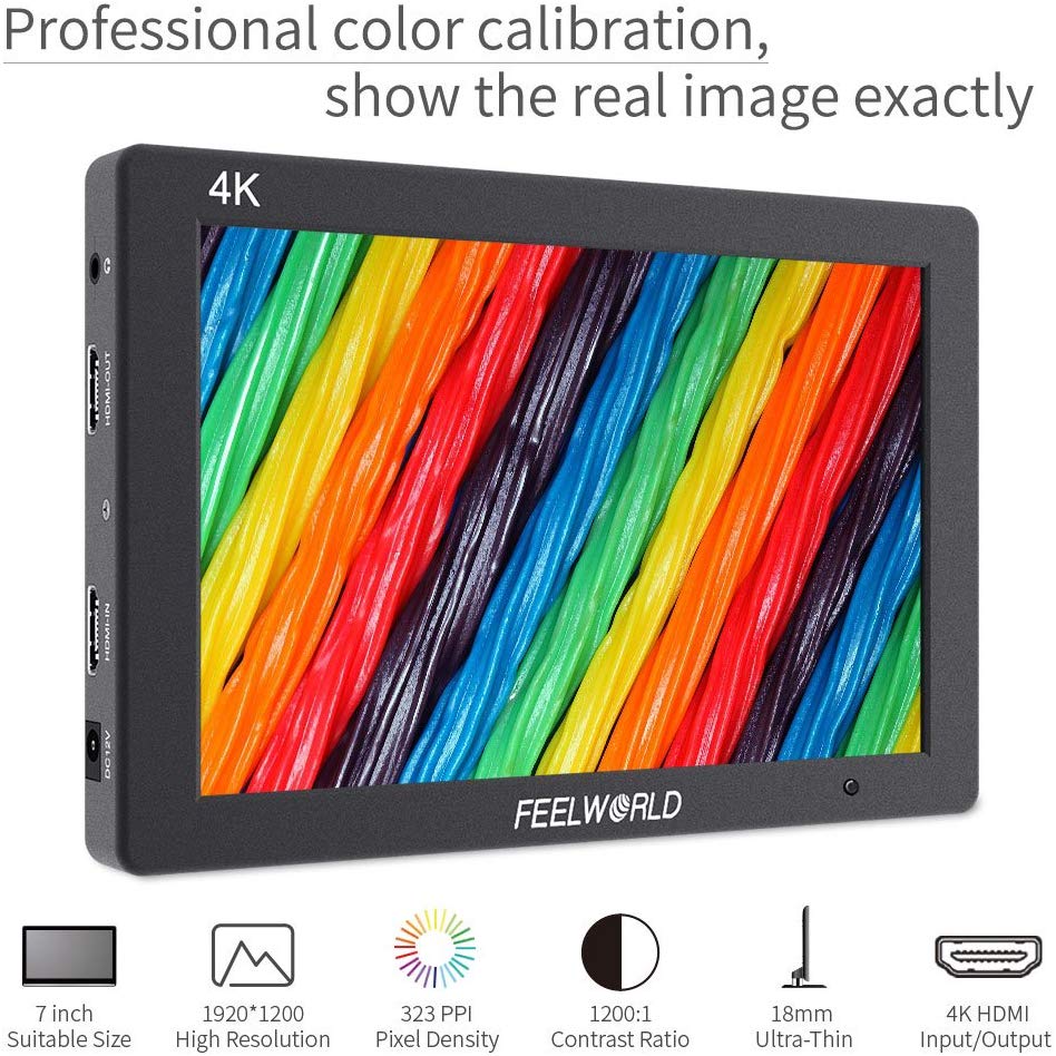 FEELWORLD T7 7"" DSLR On Camera Field Monitor Video Assist Full HD 1920x1200 4K HDMI Input Output