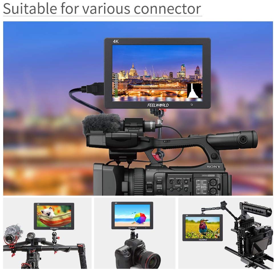 FEELWORLD T7 7"" DSLR On Camera Field Monitor Video Assist Full HD 1920x1200 4K HDMI Input Output