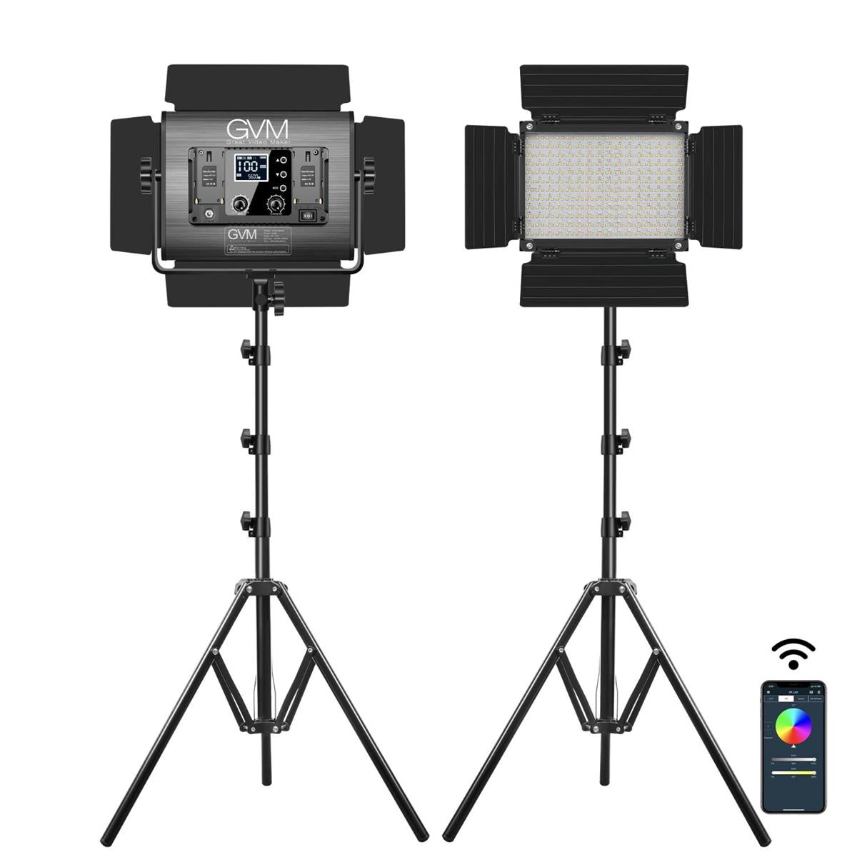 GVM 680RS 50W Bi-Color RGB Studio Soft LED Panel 2-Light Kit