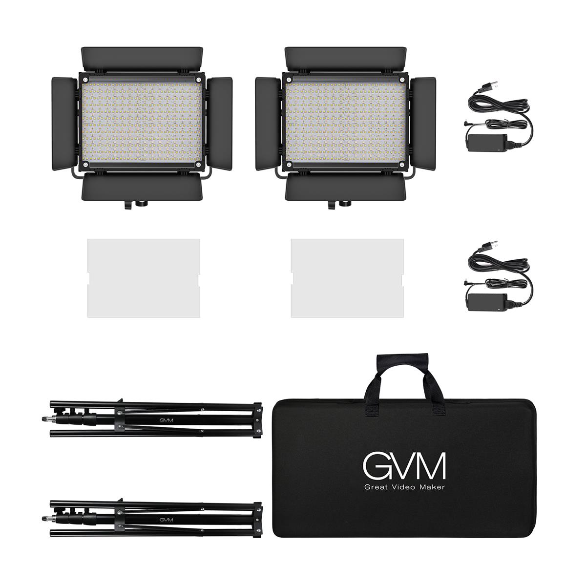 GVM 680RS 50W Bi-Color RGB Studio Soft LED Panel 2-Light Kit