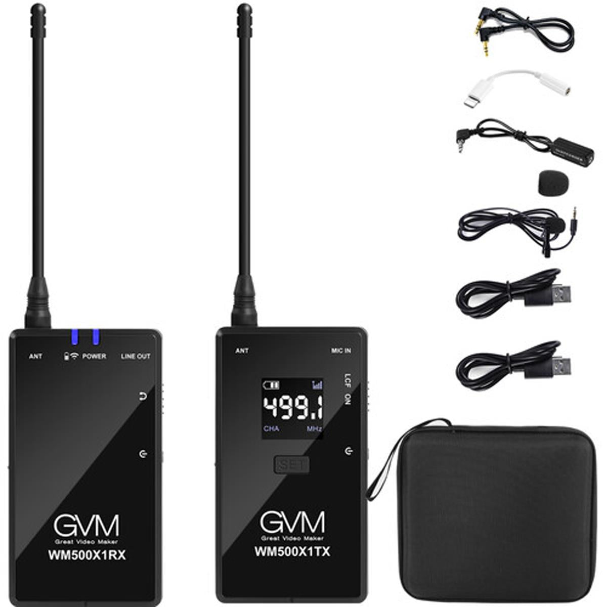 GVM WM500X1 Camera-Mount Wireless Omni Lavalier Microphone System for Cameras and Smartphones