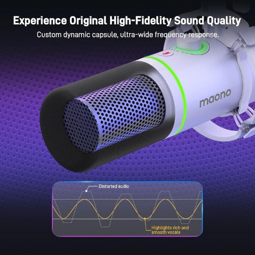 MAONO PD200XS WH XLR/USB Podcast Dynamic Microphone Kit – White