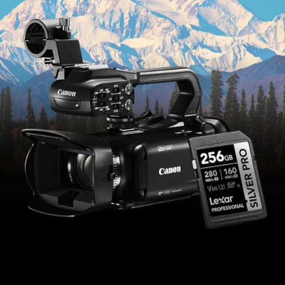 Canon XA60B Camcorder and Handle with Lexar 256GB Silver Plus Card Combo
