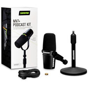 Shure MV7+K Podcast XLR/USB Microphone Bundle with Desktop Stand (Black)