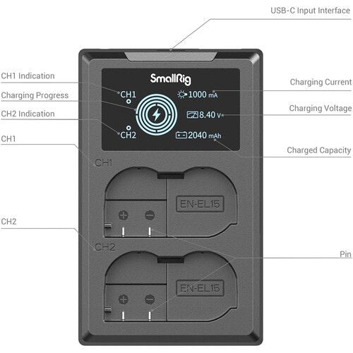 SmallRig EN-EL15 Camera Battery and Charger Kit (3820B)