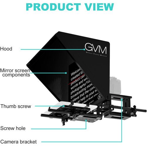 GVM TQ-L Teleprompter for Tablets and Smartphones with Bluetooth Remote and App