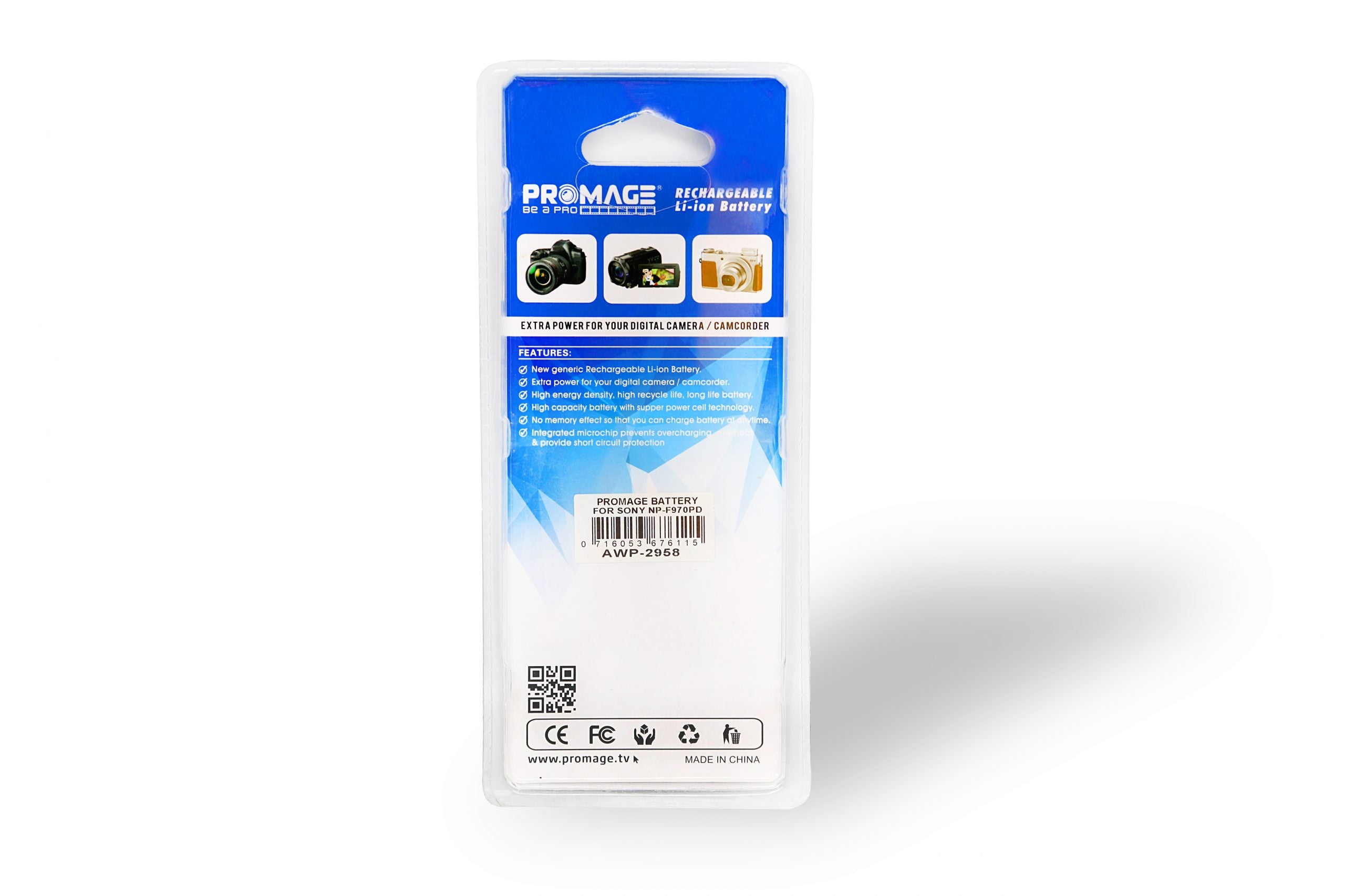 PROMAGE BATTERY FOR SONY F970 PD TYPE C 30W INPUT/STATUS LED