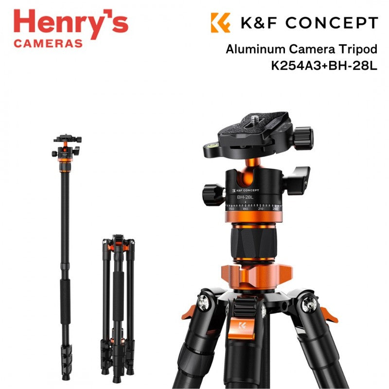 K&F Concept K254A3 67-Inch Aluminum Tripod with BH-28L Ball Head
