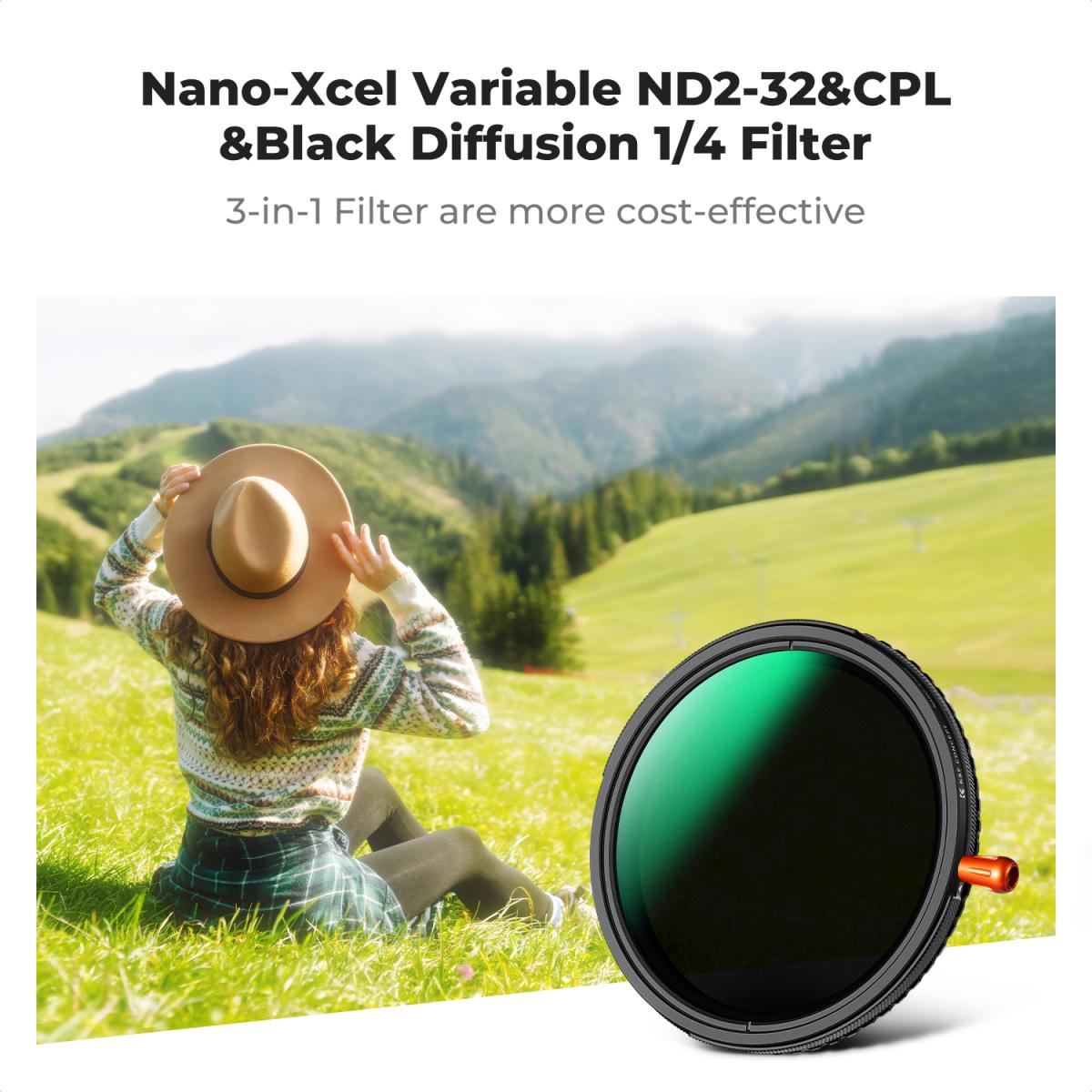 K&F Concept 67mm Nano-X 3-in-1 Variable ND2-ND32, CPL & Black Mist 1/4 Filter – view 2