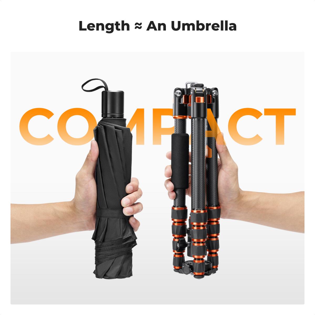 K&F Concept A225C0 60-Inch Carbon Fiber Travel Tripod with BH-25L Ball Head & Monopod – view 2