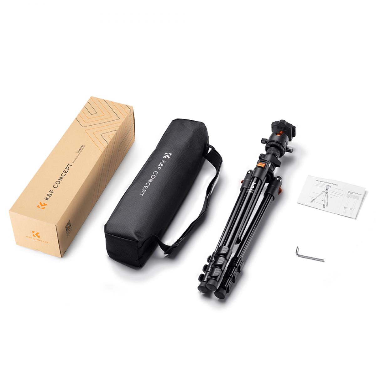 K&F Concept K234A0 64-Inch Aluminum Travel Tripod with BH-28L Ball Head – view 12