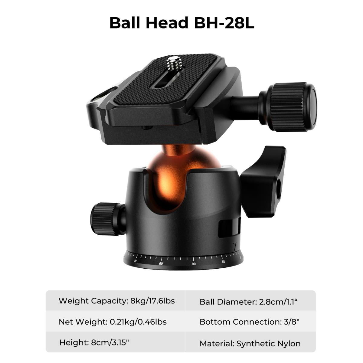 K&F Concept K234A0 64-Inch Aluminum Travel Tripod with BH-28L Ball Head – view 5
