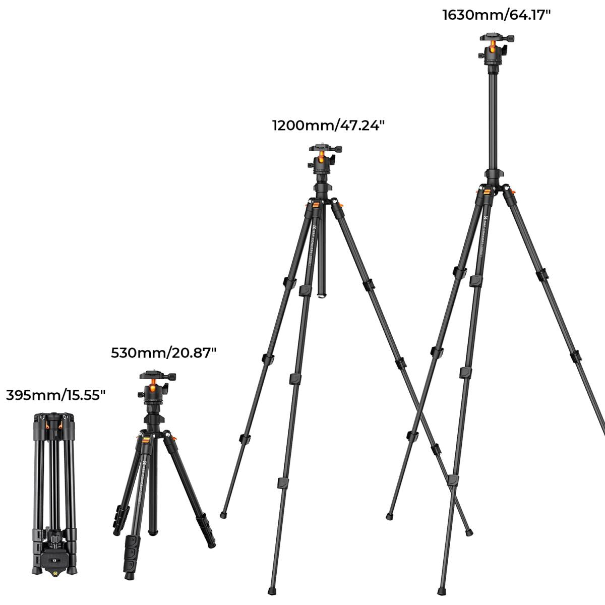 K&F Concept K234A0 64-Inch Aluminum Travel Tripod with BH-28L Ball Head – view 6
