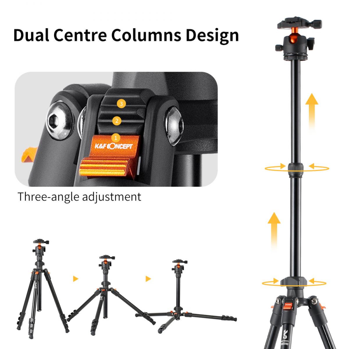 K&F Concept K234A0 64-Inch Aluminum Travel Tripod with BH-28L Ball Head – view 7