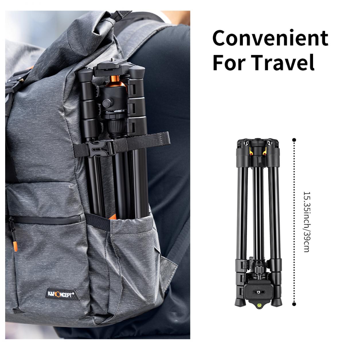 K&F Concept K234A0 64-Inch Aluminum Travel Tripod with BH-28L Ball Head – view 9