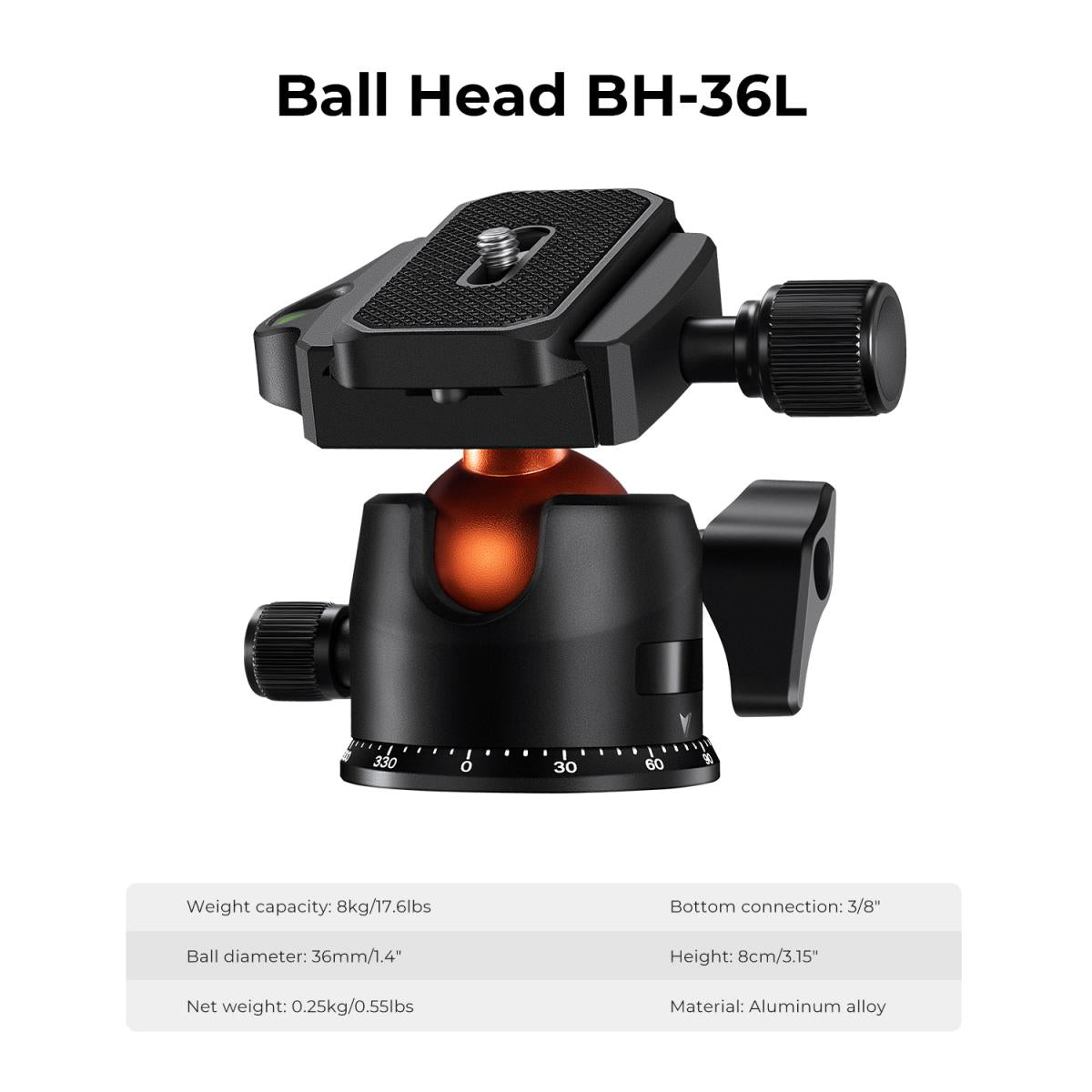 K&F Concept K254C2 64-Inch Carbon Fiber Travel Tripod with BH-36 Metal Ball Head – view 5