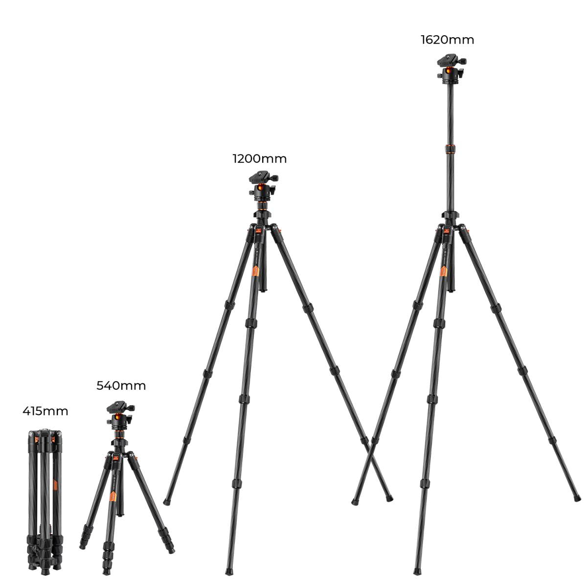 K&F Concept K254C2 64-Inch Carbon Fiber Travel Tripod with BH-36 Metal Ball Head – view 6