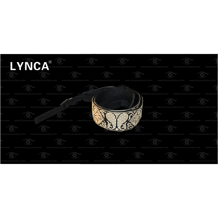 LYNCA JACQUARD LATHER CAMERA STRAP BLACK / GOLD LU3