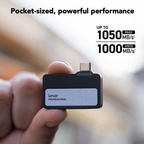Lexar 1TB Professional Go USB 3.2 Gen 2 Portable SSD with Hub (SL400) - Black