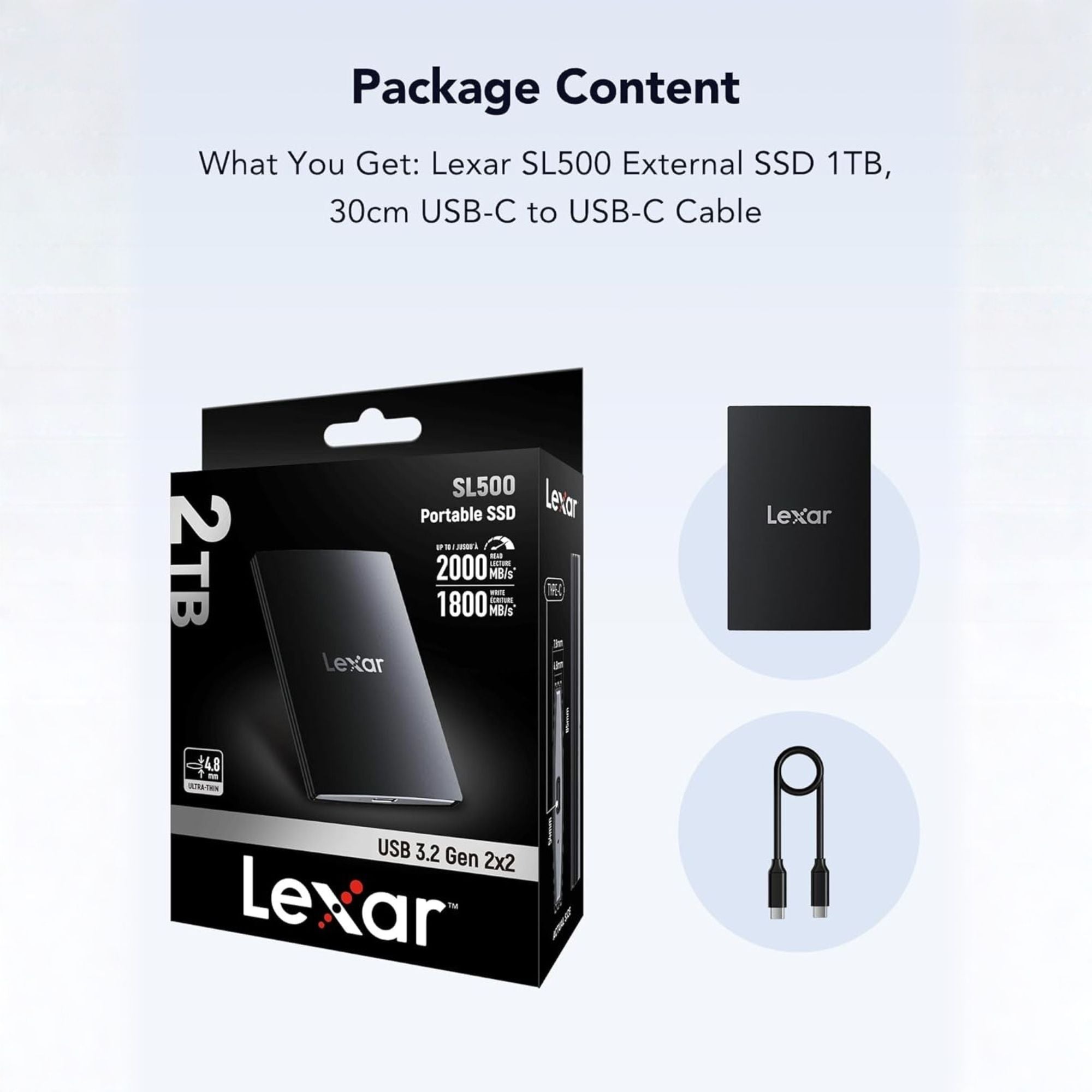 Lexar SL500 External SSD 1TB USB3.2 Gen2x2