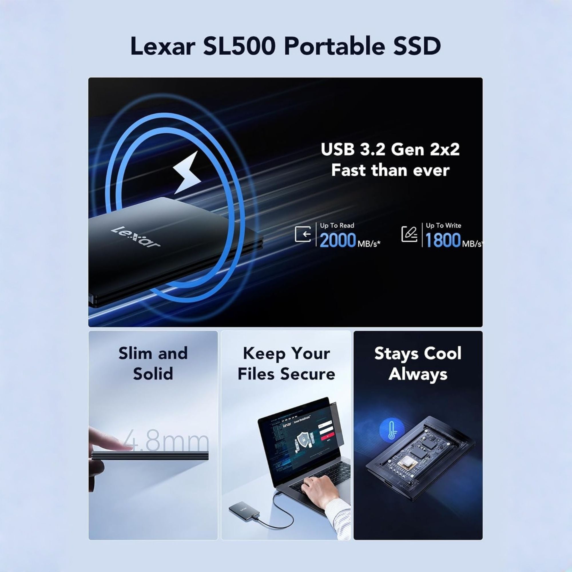 Lexar SL500 External SSD 1TB USB3.2 Gen2x2