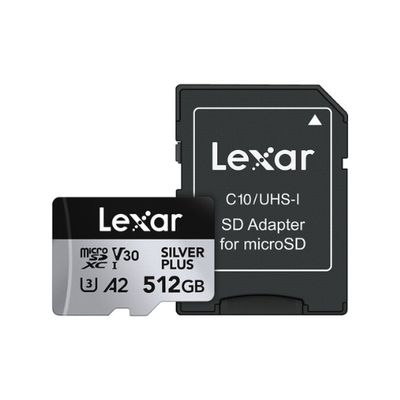 Lexar 512GB Professional Silver Plus microSDXC Memory Card w/SD Adapter