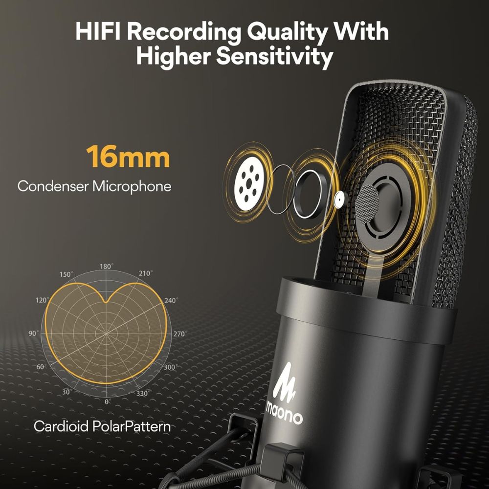 Maono AU-A04 Condenser Microphone Kit (Black)