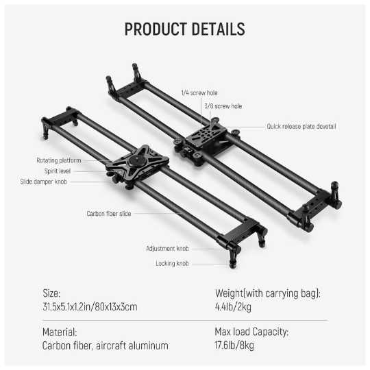 NEEWER CS120cm Carbon Fiber Camera Slider