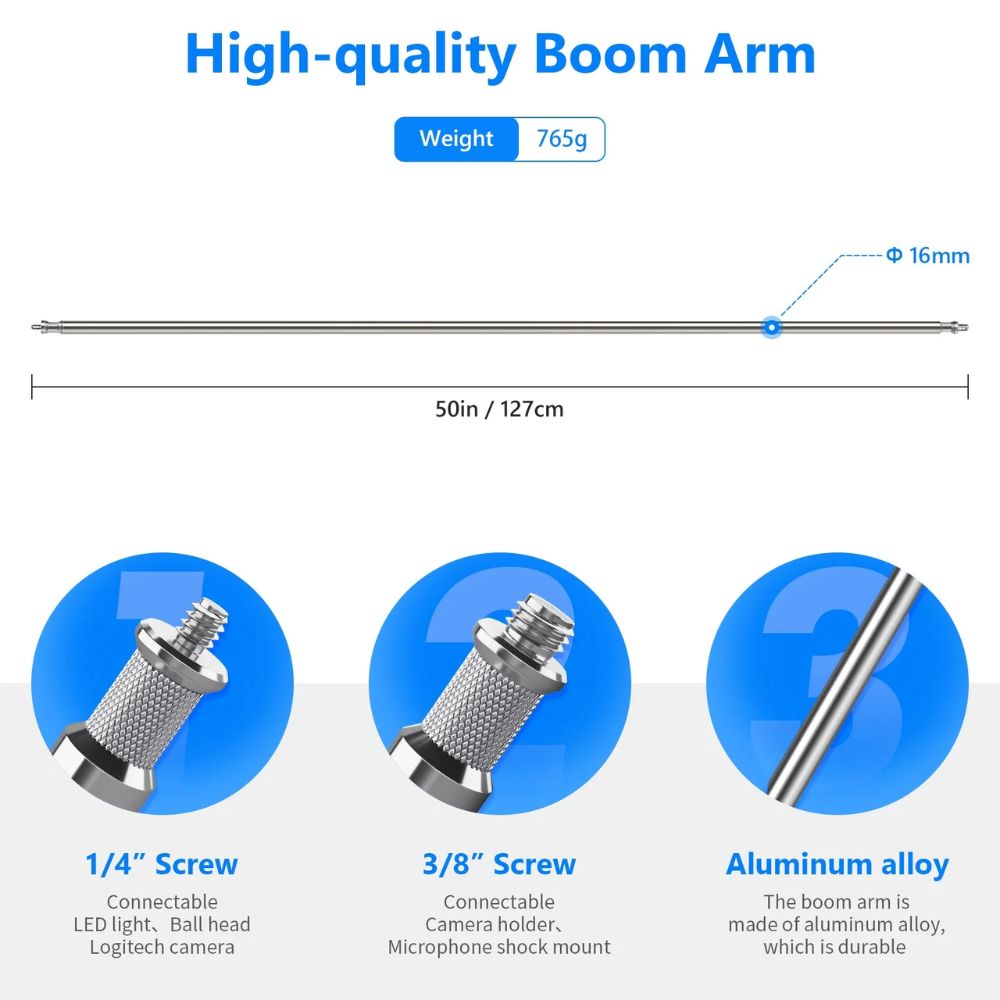 Neewer 50-inch Extension Grip Boom Arm for Photography