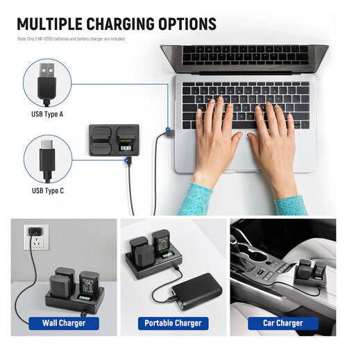 Neewer NP-FZ100 Rechargeable Batteries (3-Pack) and Charger Kit