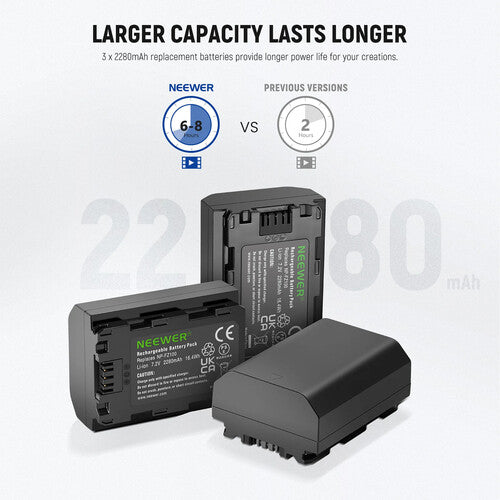 Neewer NP-FZ100 Rechargeable Batteries (3-Pack) and Charger Kit