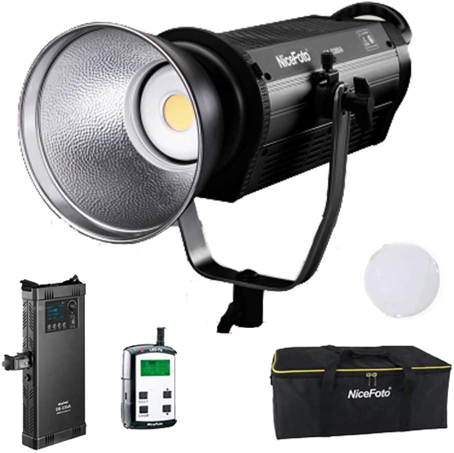 NiceFoto HA-3300A COB Bi Color Led Video Light 330W,Bi Color 3200k-6500k,CRI&TLCI96, with 5 Pre-Programmed Lighting Effects,Support Remote/APP Control