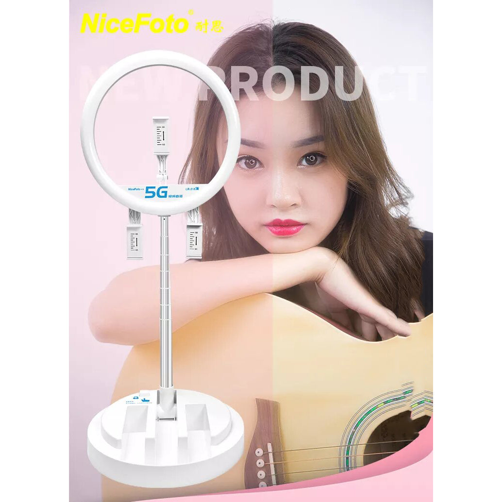 Nicefoto LR-318C Portable Live Ring Light Desktop Landing Dual Use Fill Light Indoors and Outdoors Shaking Sound Quick Internet Hot Anchor Mobile HD Beauty Skin Rejuvenation Selfie Flood Lamp