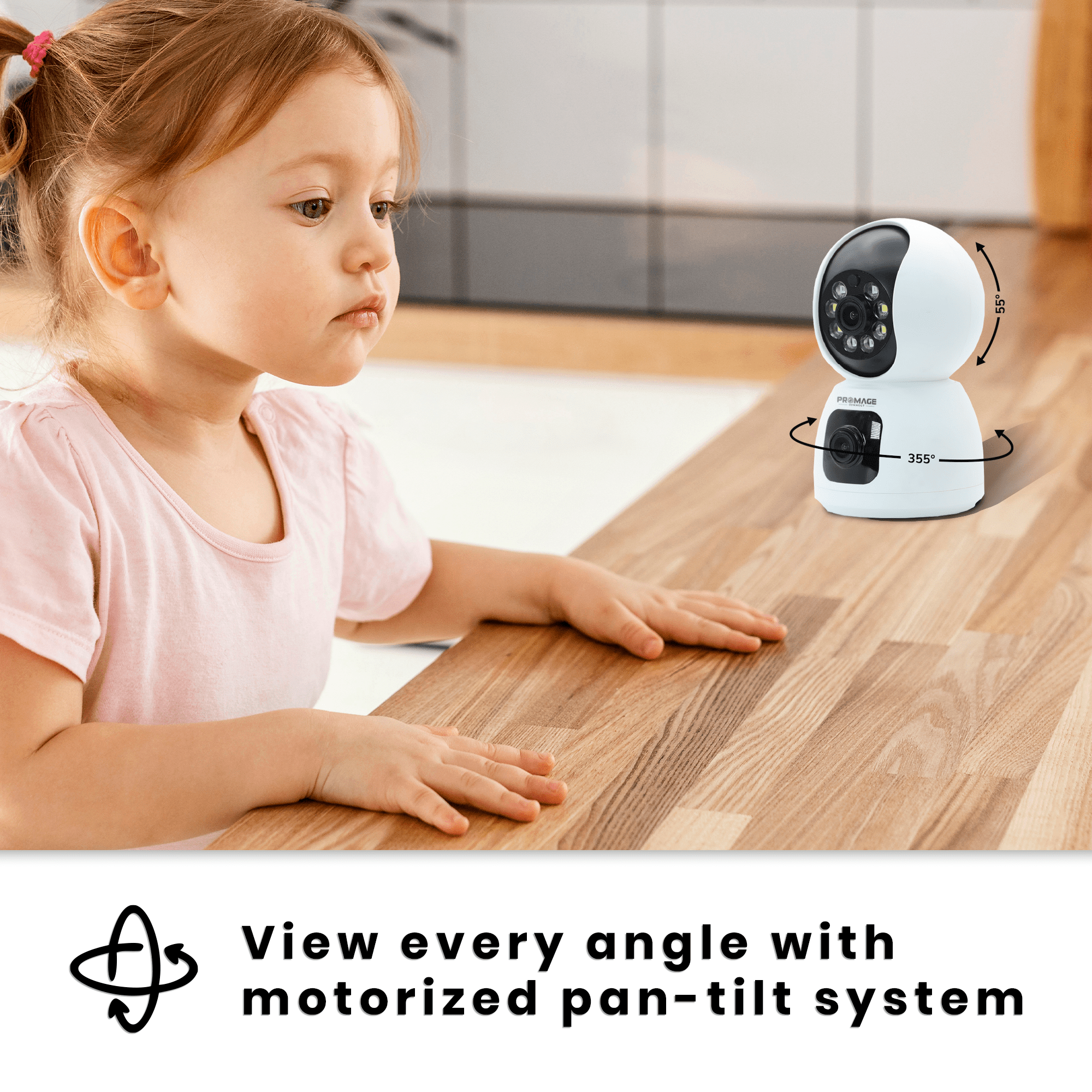 Promage Connect 3 MP Full HD Smart WIFI Indoor Dual Lens Camera PC-I422-W