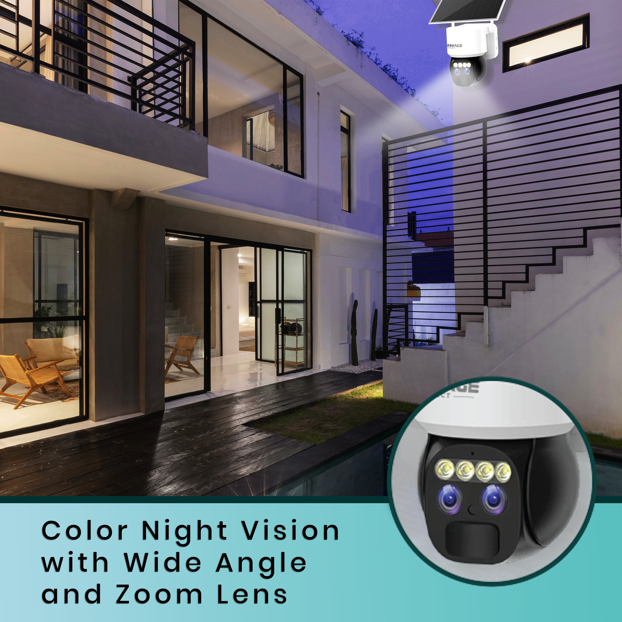 Promage Connect Solar Powered Dual Lens PTZ Camera PC-S522-4G