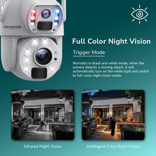 PROMAGE Connect Dual Lens Solar Powered PTZ Camera 10x Optical Zoom (PC-S566-4G)