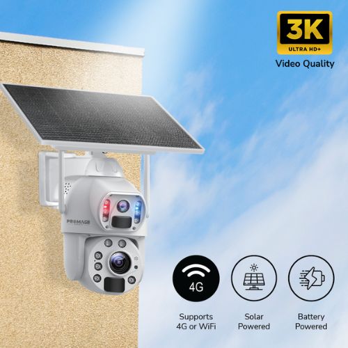 PROMAGE Connect Dual Lens Solar Powered PTZ Camera 10x Optical Zoom (PC-S566-4G)