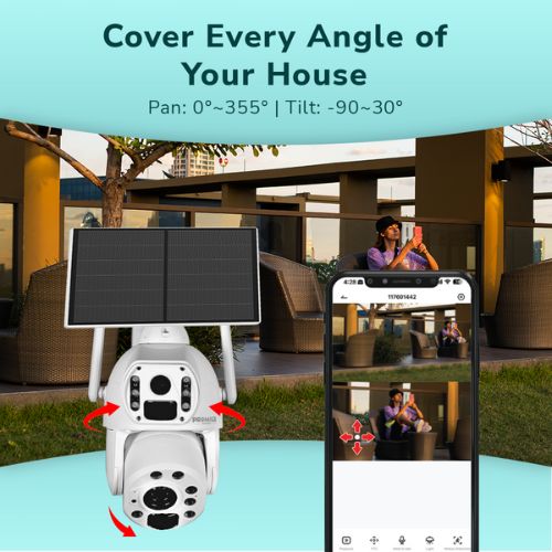 PROMAGE Connect Dual Lens Solar Powered PTZ Camera 10x Optical Zoom (PC-S566-4G)