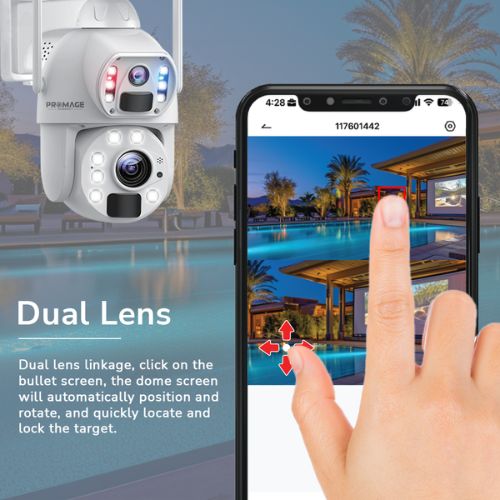 PROMAGE Connect Dual Lens Solar Powered PTZ Camera 10x Optical Zoom (PC-S566-4G)