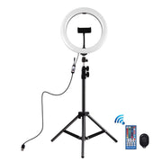 PULUZ 1.1M TRIPOD MOUNT + 10.2 INCH 26CM CURVED SURFACE RGBW LED RING VLOGGING VIDEO LIGHT PKT3051B
