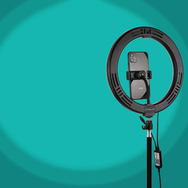 PULUZ 1.1M TRIPOD MOUNT + 10.2 INCH 26CM CURVED SURFACE RGBW LED RING VLOGGING VIDEO LIGHT PKT3051B